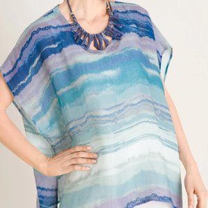 MINERAL WASH STRIPED PONCHO